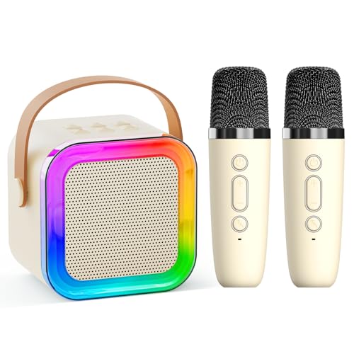 mini karaoke machine for kids adultsportable bluetooth speaker 2 wireless microphones with fun voice changing function-toys for 5 6 7 8 9 10 year old girl boys birthday gifts ideas