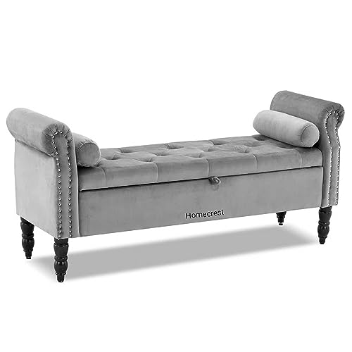 Image of Cleobury Storage Couch Bench Ottoman Bench 2 Seater Sofa Settee for livingroom badroom Office (Grey)
