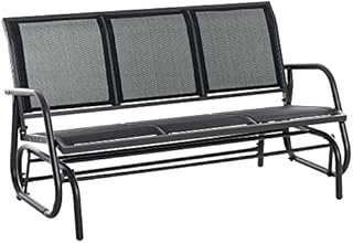 Outsunny 3-Seat Glider Rocking Chair for 3 People Garden Bench Patio Furniture Metal Frame