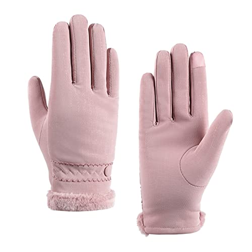 Gants de cyclisme hiver pour femme rose taille unique avec intérieur peluche