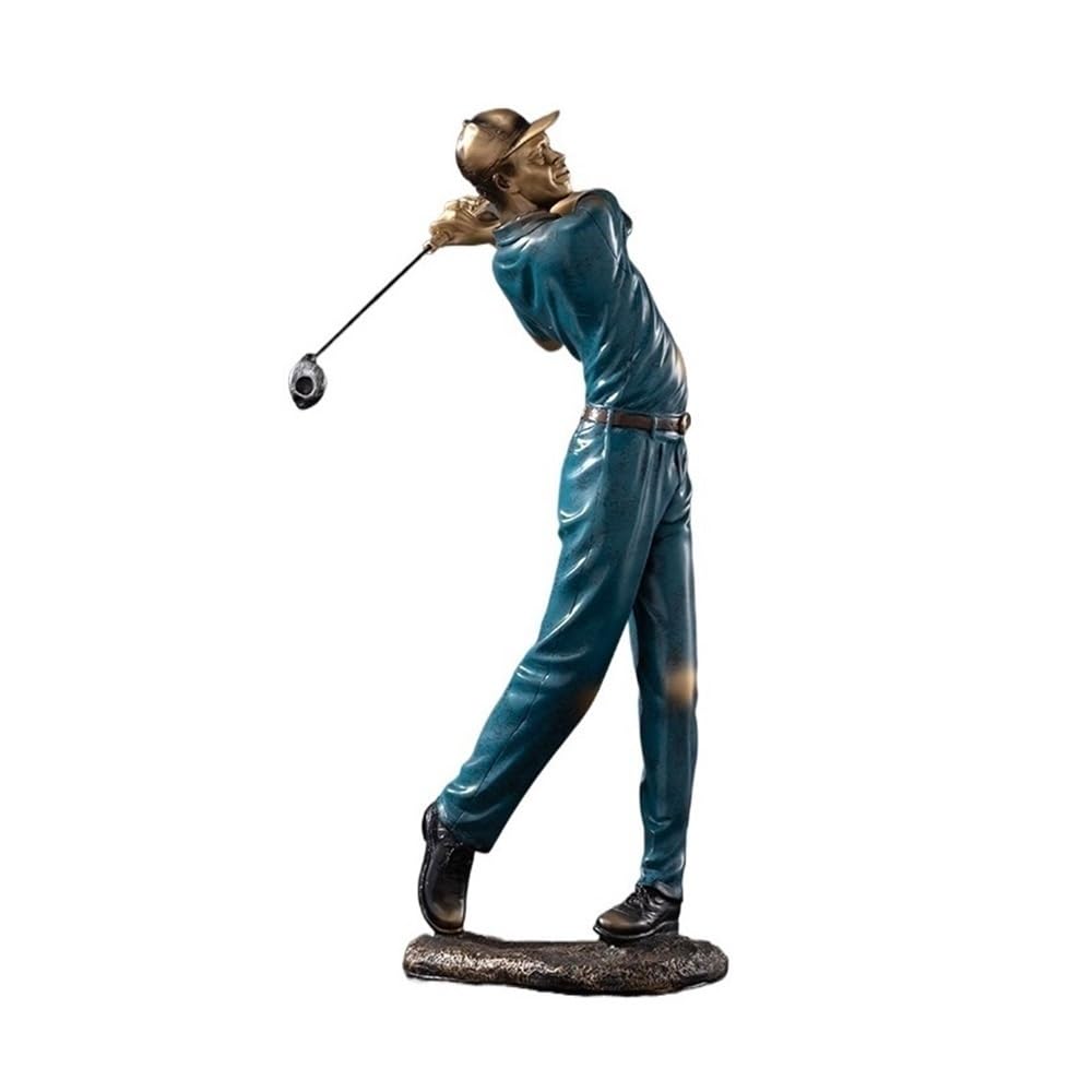 RUOXIUKHBZPS Golf Figurine Statue Golfer Decoration Arts Home Decor Sculpture Polyresin Blue 20 inch(Medium)
