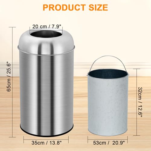 Takywep caneca de basura redonda acero inoxidable 50 L miniatura 5