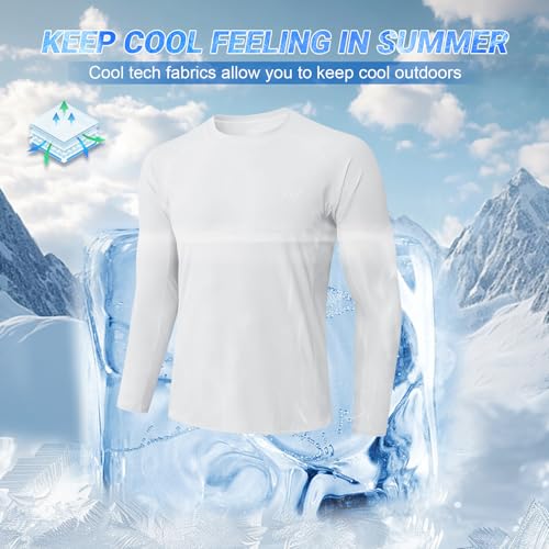 Sun Protection Swim Shirts for Men: SPF UPF 50+ UV Long Sleeve Rash Guard for Fishing Hiking Running Workout Athletic3