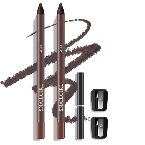 KYDA 2 Pcs Brown Gel Eyeliner Pencil, Smooth Creamy Matte Gel Eyeliner with Sharpener, Multi-Use Sharpenable Eye Liner, Lasting Waterproof Smudge Proof, High Pigmented Waterline Eyes Makeup Pen