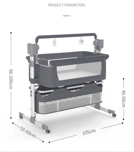 Doraystar Eléctrico Bluetooth Inteligente Berço para Cama Bebé, Mini Berço para Cama Bebé Dobrável Conversível, Berço ao Lado com Colchão, Música, 5 Configurações de Balanço e Controle Remoto (601