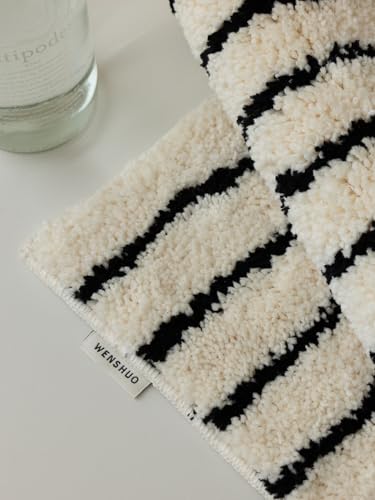 Tapete decorativo negro y crema de microfibra 75x45 cm miniatura 5