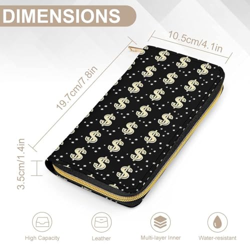 Money Symbol Print Wristlet Wallets for Men Women Leather Purse Clutch Cute Card Holder2