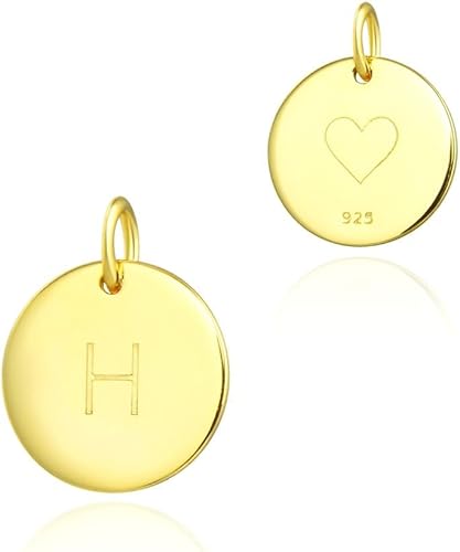 Adabele Auténtica plata de ley A-Z 26 pequeños monograma alfabeto colgante redondo gota 0.472 in hipoalergénico para aretes, pulsera, collar,
