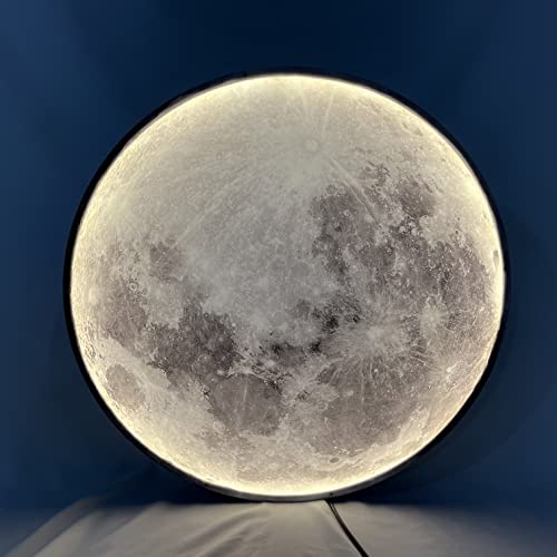 Image of Modern Moon Wall Sconce Lighting, Dimmable Nightlight with Remote Control, Plug in Wall Lamp, Decorative Moon Light for Living Room Hallway (23.6 inch)