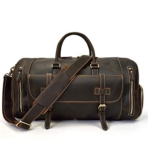 COLOY Leather cowhide travel bag mens large capacity luggage bag with shoes handbag cowhide shoulder messenger bag
