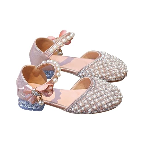 Toddler Baby Girl Shoelaces Pearls Shoes Butterfly Shoes Heel Sandals for Girls