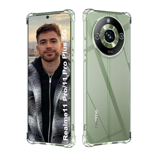 ISOI - Funda Compatible con Realme 11 Pro 5G/11 Pro+/11 Pro Plus 5G, con Parachoques de Airbag a Prueba de Golpes Protección Completa,Carcasa Protectora de Silicona TPU Suave Ultrafino - Transparente