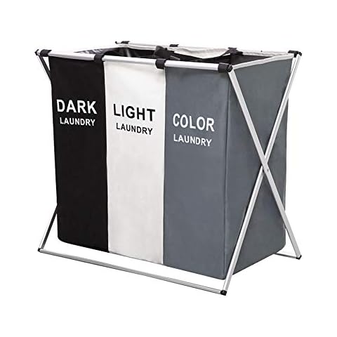 UHAPEER Cesta para la Colada Plegable Grande Impermeable Cuadrada, 3 compartimentos Cover