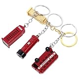 Double étage : - porte-clés londres : cet ensemble comprend boîte aux lettres + cabine téléphonique + bus + porte-clés, 1pc pour chaque motif.