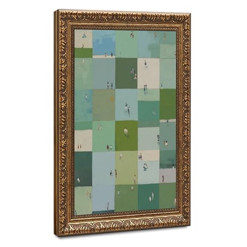 Peinture sur toile haut de gamme palette verte, grand tableau de decoration 61 x 91,4 cm