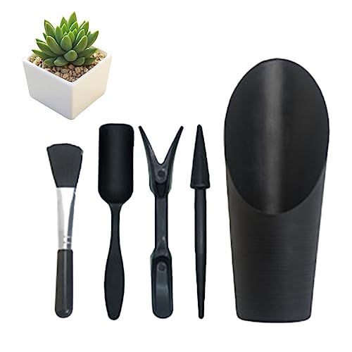 LuckyOpt 5Pcs Succulent Tools, Succulent Planting Tools with Cleaning Brush, Succulent Potting Tools for Garden and Home Planting, Succulent Gardening Tools for Indoor Outdoor Plant Care (black) LuckyOpt 5Pcs Succulent Tools, Succulent Planting Tools with Cleaning Brush, Succulent Potting Tools for Garden and Home Planting, Succulent Gardening Tools for Indoor Outdoor Plant Care (black)
