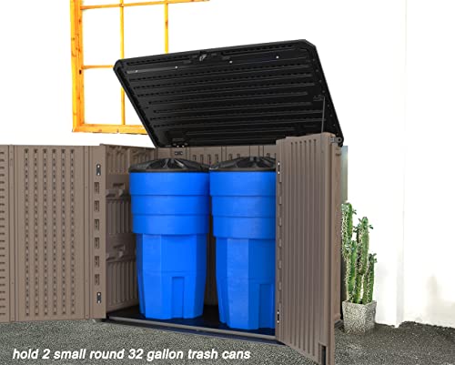 Image of Mrosaa Horizontal Resin Storage Shed, 34 Horizontal Cu.ft Outdoor Storage Cabinet Waterproof for Garden /Backyard /Home /Pool, Lockable(34 Cu.ft-Brown)