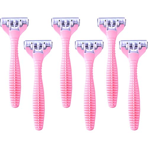 Luxtrip Disposable Razors for Women 3-Blade Disposable Razor 6 Count Disposable Ladies Razor pink