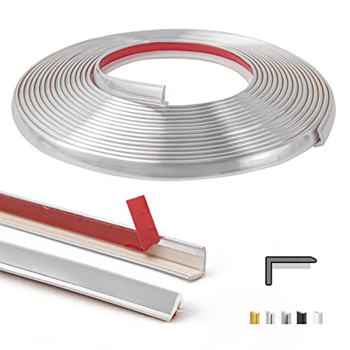 Image of Art3d 20 ft Flexible Outside Corner Trim for Tile Edge, Glittery Silver | Durable, Waterproof, Strong Adhesive, High Viscosity, Easy to Clean, Ideal for Tiles Edges, Furniture Decoration, Countertops