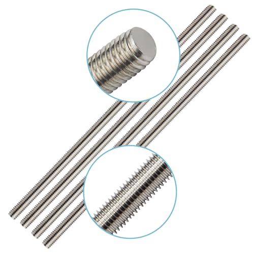 Zadery 304 Stainless Steel 3/8\"-16 Fully Threaded Rod, 4 Pieces 47\" Length Long Threaded Rods