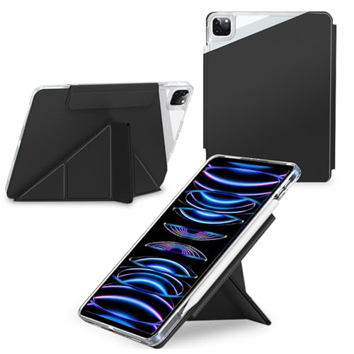 Tasnme Funda desmontable para iPad Pro de 11 pulgadas de 4ª/3ª/2ª/1ª generación (2022/2021/2020/2018), cubierta magnética plegable en Y, soporte triple con carcasa trasera rígida transparente para
