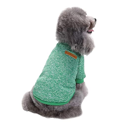 Jecikelon Dog Clothes Dogs Sweater Soft Puppies Clothing Winter Puppy Sweaters Warm Outfit for Dogs Small XXS XS Cat Apparel (Green, M)