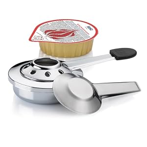 kela Pastenbrenner-Set Vesuv, 2-teilig, Edelstahl, silber glänzend, Pastenbrenner mit Brennpaste 80 g, geruchslos, 1,5 h Brennzeit, 63067