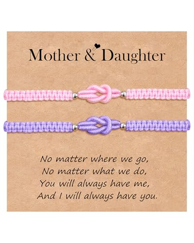 Image of YELUWA 2 Pcs Mother Daughter /Son Bracelets, Mothers Day Gifts, Back to School Gift, First Day of School Gifts, Lovely Charm Bracelets Set Mommy and Me Jewelry with Gift Box Wish Card