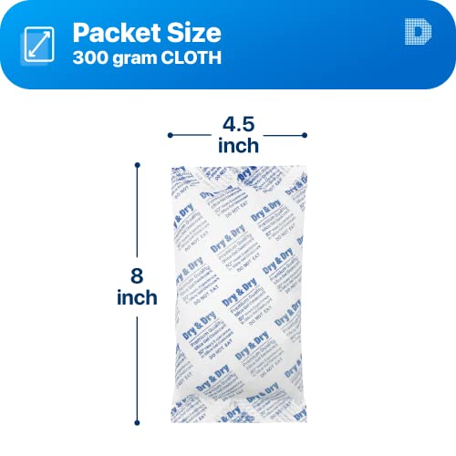 Image of Dry & Dry 300 Gram [5 Packets] Silica Gel Packets Desiccants, Silica Packets - Rechargeable Moisture Absorbers for Food Storage, Electronics, 3D Filament & Safes