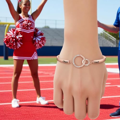 Image of BEKECH Cheerleader Coaches Cheer Coach Bracelet Jewelry for Coaches Cheer Gift for Her Appreciation Gift for Cheerleading (card-gold)