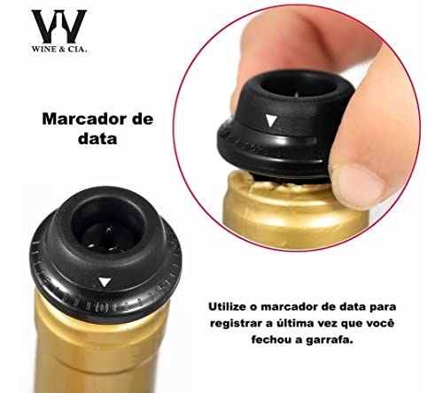 2x Rolha Silicone Vinho Para Bomba De Vacuo Vin Com Datador Wine Stopper