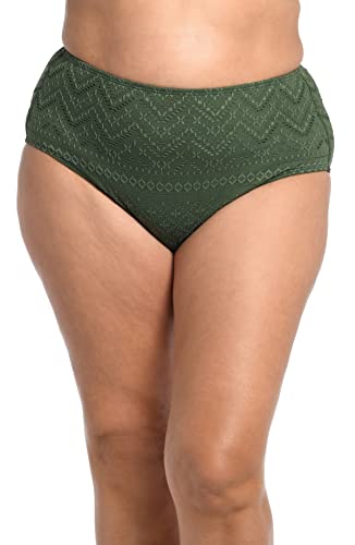 La Blanca Women's High Waist Swimsuit Bottom, Olive//Saltwater Sands, 12
