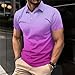 Mens Dress Shirts Big and Tall Mens Polo Shirts Short Sleeve Gradient Color Gym Workout Golf T-Shirt Casual Fashion V Neck Button Down Tops 2025 Men's Button up Shirts Summer Purple M