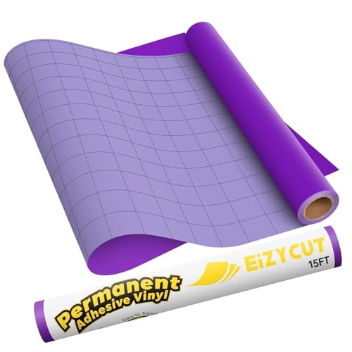 EIZYCUT Permanent Adhesive Vinyl Roll - 12 x 15ft Matte Purple Sticker Vinyl for All Cutting Machines for Signs Decals Home & DIY Projects