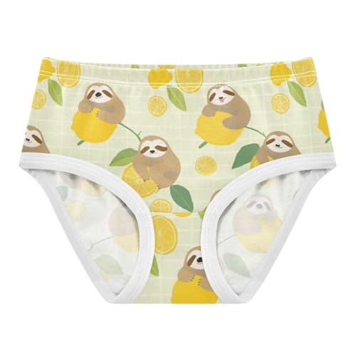 Wusikd Cartoon Sloth Lemons Girls' Underwear Cotton Cute Girls Briefs Soft Toddler Underwear 2T