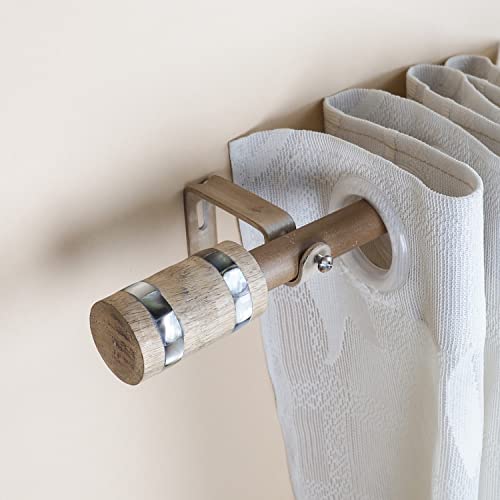 Image of The Decor Mart 52 inch to 144 inch Extendable Curtain Rod |1 inch Curtain Rods for Door & Windows Adjustable Iron Telescopic Drapery Bar with Wood Blend Finials | Wooden Finish