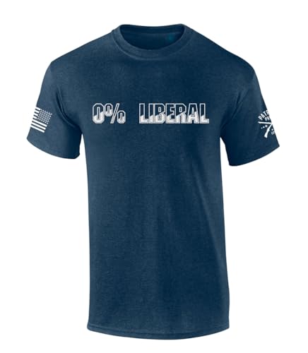 Trenz Shirt Company Mens Patriot Pride Zero 0% Liberal Political Funny Short Sleeve T-Shirt - Heather Navy - X - Large