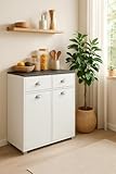 Dimensions (largeur x profondeur x hauteur) : 80 x 40 x 90 cm. Design moderne, élégant et résistant. Produit en kit, montage facile. Compact, élégant et fonctionnel, ce buffet bas en gris et chêne est parfait pour ceux qui recherchent un meuble au design contemporain alliant style, durabilité et capacité de rangement.