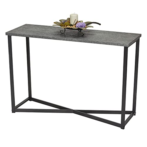 Household Essentials 8091-1 Jamestown Console Sofa Table Rustic Slate Concrete And Black Metal thumb #4