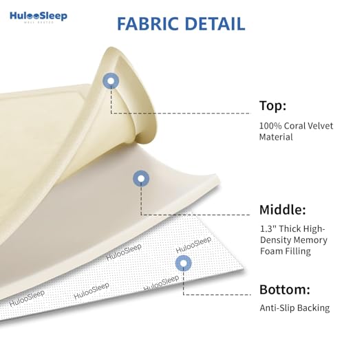Image of Huloo Sleep Ultra Soft Baby Play Mat for Floor,1.3 inch Thick Elasti-Foam 47x47 Play Mat for Playpen,Water-Repellent Coral Velvet for Tummy Time, Non-Slip Backing Safe for Toddlers & Infants(Vanilla)
