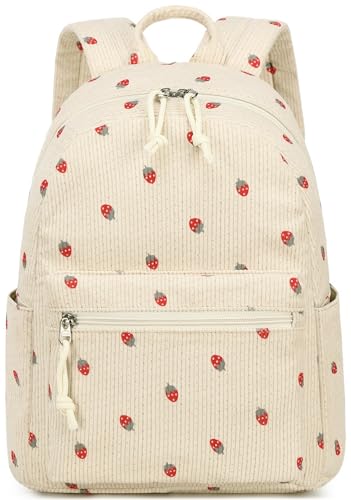 Bluboon Girls Mini Backpack Womens Small Backpack Purse Teens Cute Casual School Bookbag(Corduroy Strawberry)