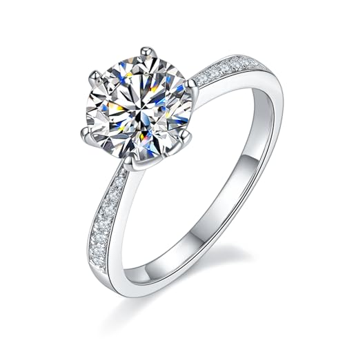 Engagement Rings for Women 3.0CT, Wedding Band for Her D Color VVS1 Clarity, 925 Sterling Silver 18K White Gold Plated Anniversary Ring, Promise Diamond Ring for Women