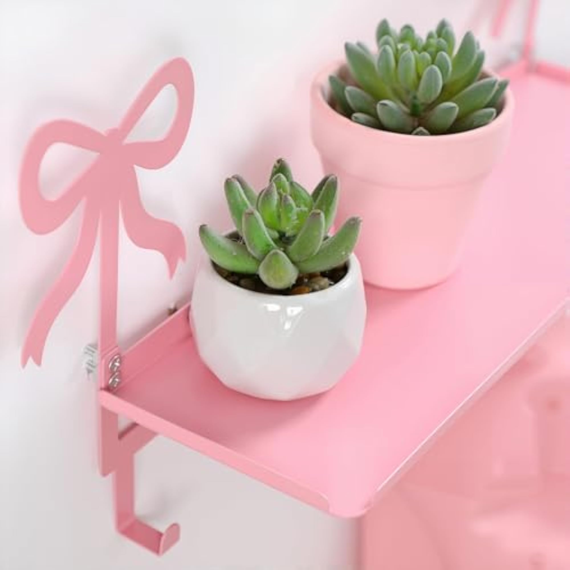 Wall Hooks with Shelf Pink Bow Key Holder