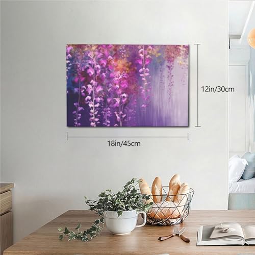 Toile abstraite fleur violette pour habiller un mur vide