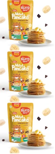 Image of Slurrp Farm NO MAIDA Instant Breakfast Millet Pancake Mix Family Size Pack, Banana Choco-Chip, Natural And Healthy Food, 300g (Pack of 3)