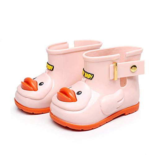 WZRUISEN Kids Shoes Baby Toddler Rain Boots Boys Girls Kids Water Boots Duck Design Non-Slip Rain Shoes (Pink, Numeric_5)