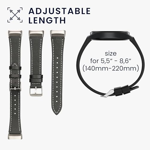 kwmobile Armband kompatibel mit Fitbit Charge 6 / Charge 5 - Echtleder Fitnesstracker Sportarmband Band