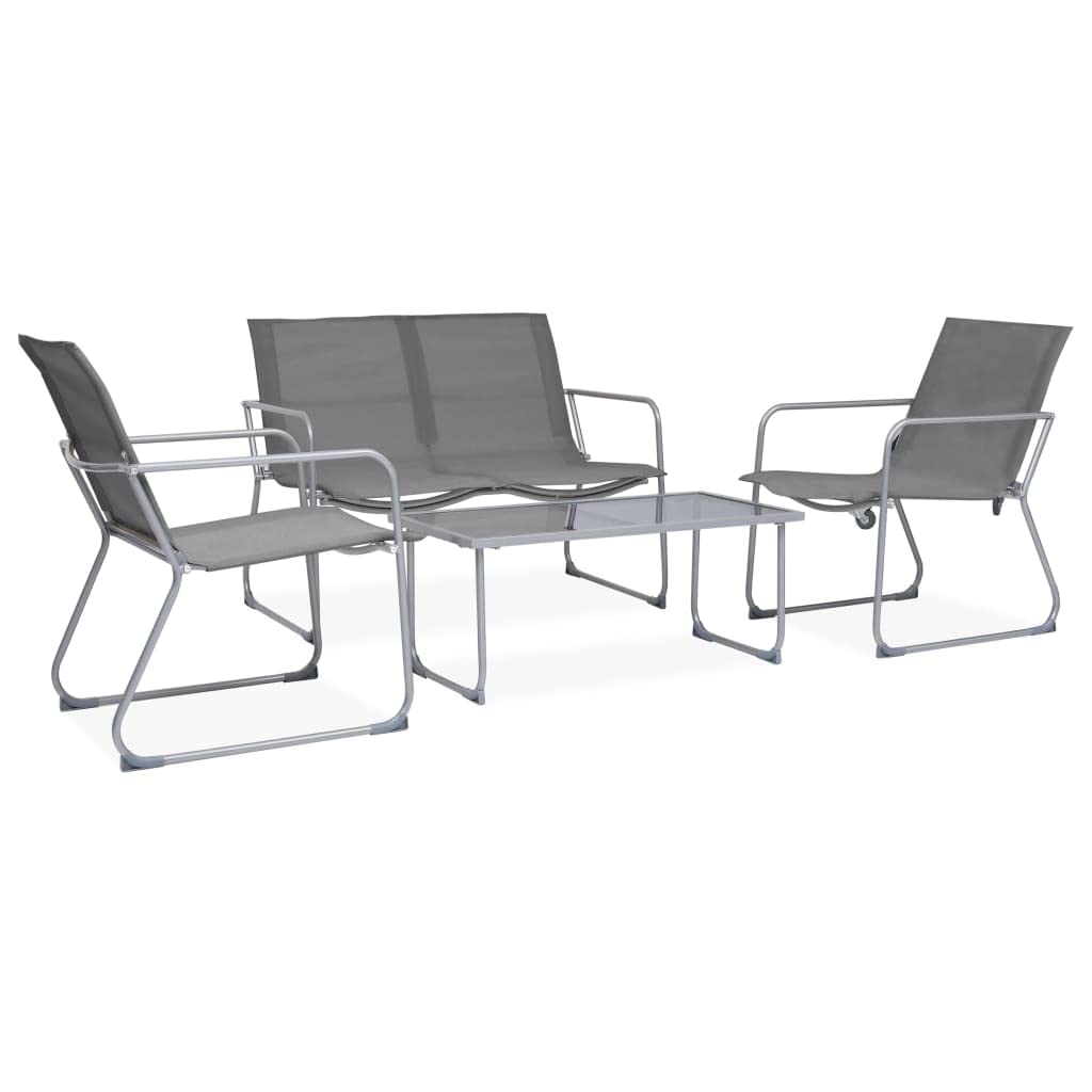 Muebles de jardín de 4 piezas en acero y tela gris para terraza
