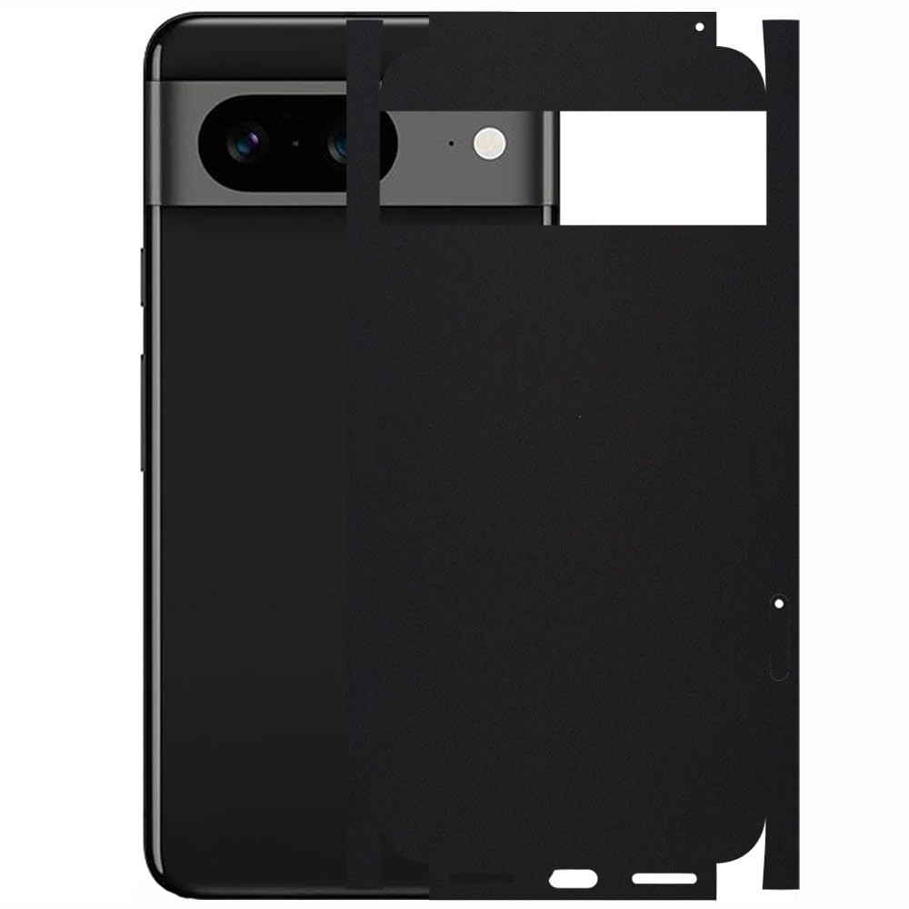 AtOdds - Full Body Printed Back Glass Protector Film Wrap (NOT GLASS) - Lamination - Compatible with GOOGLE PIXEL 8 (5G) | Scratchproof Matte Finish (Design - Matte Black)-image-1