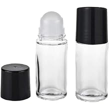 JJLFresheners 2 Pcs Black Clear Empty Glass Essential Oil Roller Bottles Vials Containers Refillable Roll-on Bottles, 30ML Refillable Cosmetic Containers Tools and Accessories Refillable Containers
